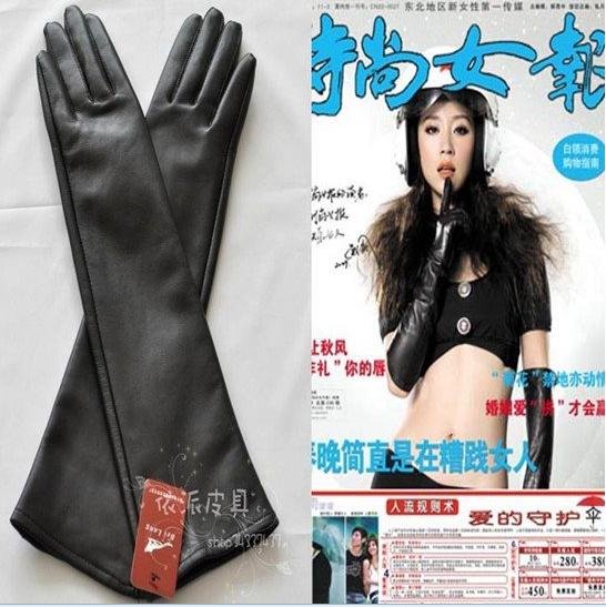 2pcs alot The newest Women's leather warm gloves Classic Black Leather gloves T station catwalks dress gloves