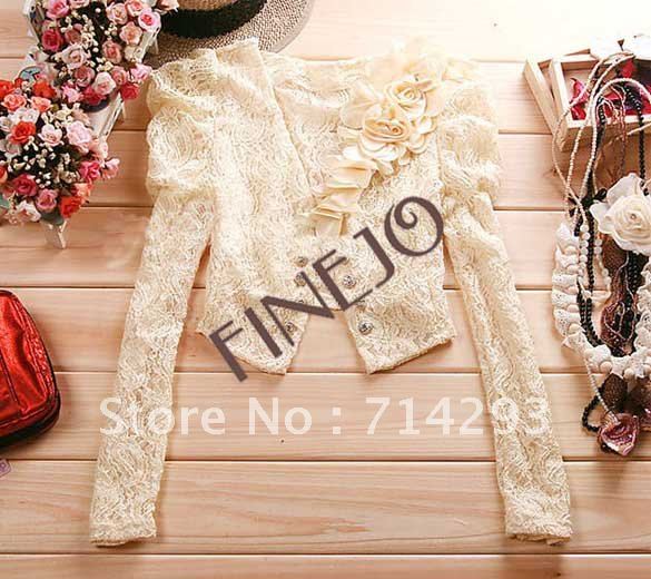 2PCS/LOT Fashion Women's Hollow Out Lace Shrug Short Blouse Top Jacket Coat Outwear  free shipping 7852