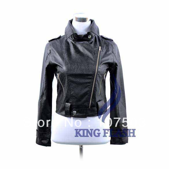 2pcs/lot Free shipping Autumn New Women's Zipper PU Leather Jacket Lady Coat Outerwear M L 7699