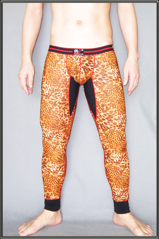 2pcs/lot free shipping Sexy trousers male underwear 9 trousers leopard print thermal trousers u bags 7314