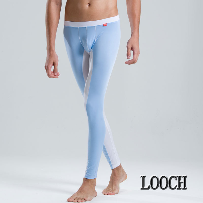 2pcs/lot Looch low-waist bodice silky legging men long johns men's fashion long johns thin close-fitting pants warm pants