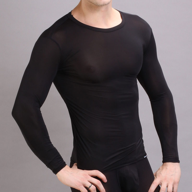 2pcs/lot Manview male long johns thin translucent men's straitest long-sleeve lingerie