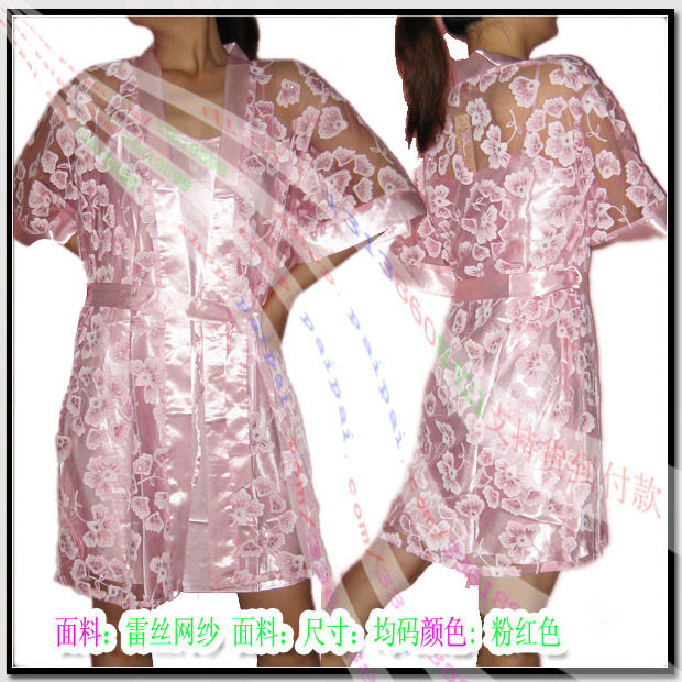 2pcs/lot new fashion Lingerie women's transparent underwear lace robe bathrobes transparent piece set 6023