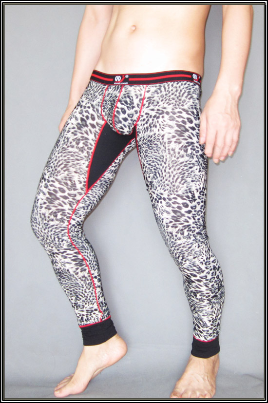 2pcs/lot new fashion Sexy trousers male underwear 9 trousers leopard print thermal trousers u bags 7314a