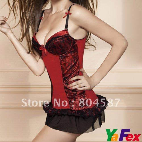 2pcs/lot!! Retail/Wholsesale !! 2012 Sexy Party Corset Bustier dress With G-string S-2XL 1241,Satin  CL2355