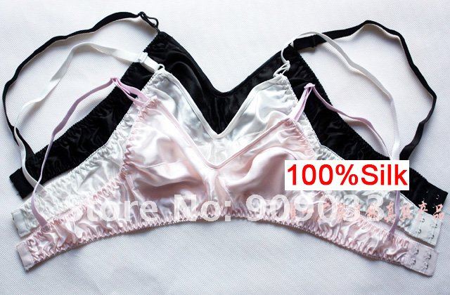 2pcs Women's Underwear Bra 100% Mulberry Silk Healthy Wire Free Solid Free Shipping