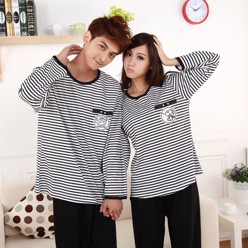 2Sets/Lot, New Fashion Wholesale Cotton Full Lovers Sleepwear Gift For Aitumn And Winnter, Free Shipping