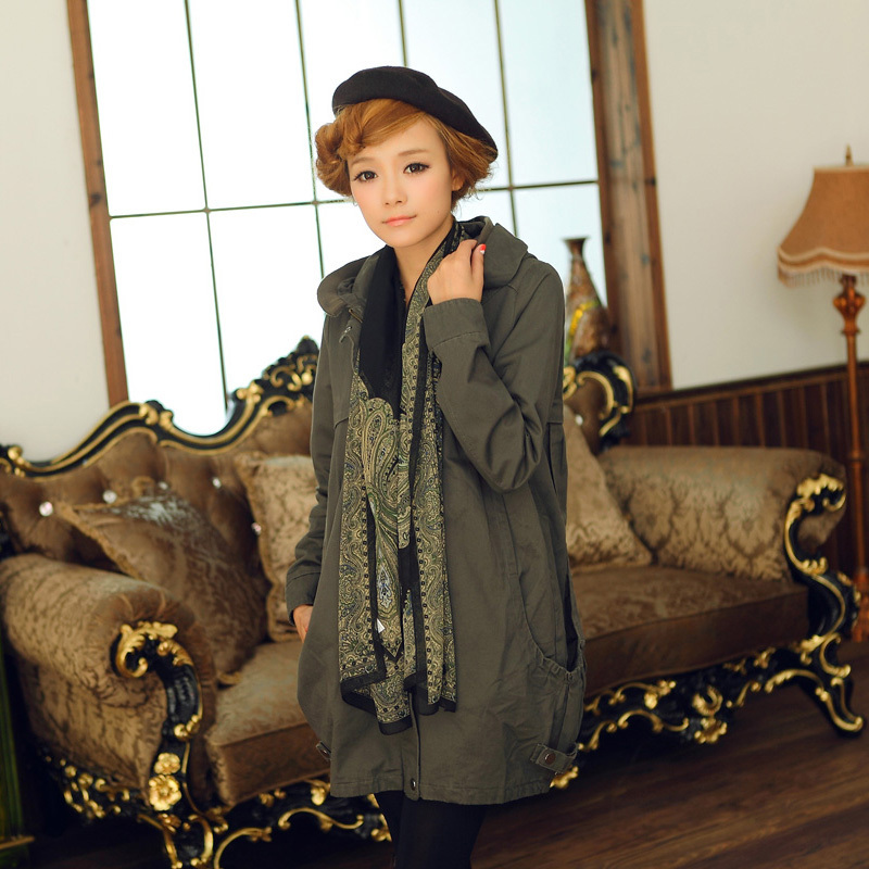 3.26 Promot 2013 New Spring hot-selling women's fashion water wash cotton slim outerwear casual medium-long trench