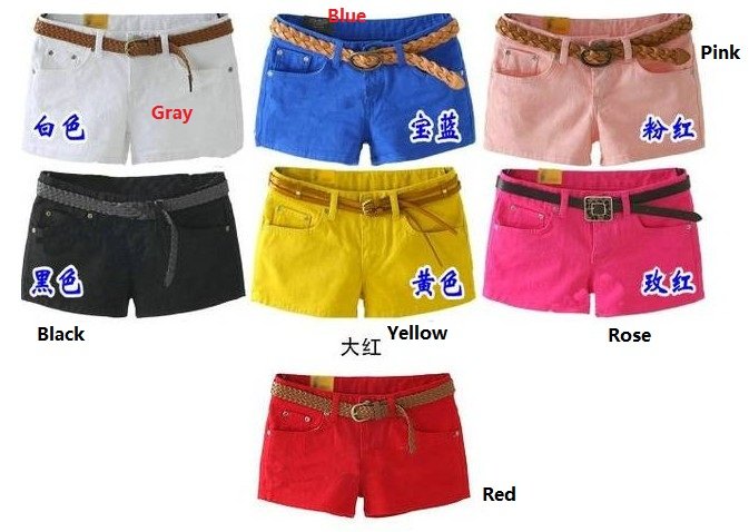 3,297 Korean 2012 Amoi denim color candy-like colors of women's shorts/hot pants