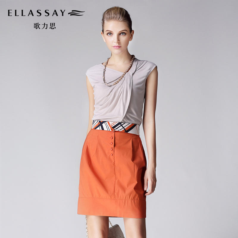 3.5 xiaxin ellassay women's pleated all-match slanting lapel sweater