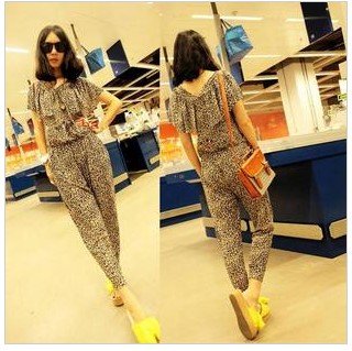 3,550-Korean version of women's wear in 2012 even new Leopard skinny piece pants trousers "fabric": ice silk cotton elastic