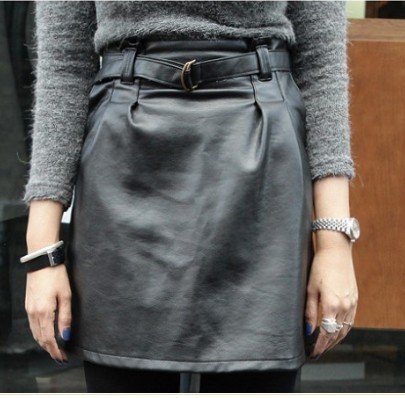 3  all-match PU thin belt small leather skirt bust skirt