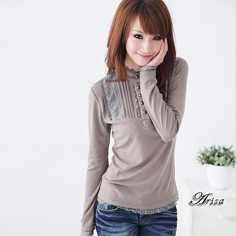 3 autumn 2012 women's lace decoration turtleneck basic shirt long-sleeve female