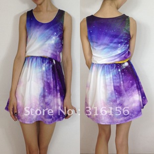 3 colors,2012 cuicanduomu galaxy slim one-piece dress tank dress basic skirt,1pc/lot CPAM free shipping