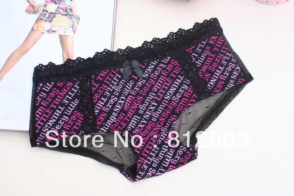 3 pcs/ lot  Sexy Lace Pink Black Panites Briefs Letter Floral Low Waist  M/L Push-up Women's  Underwear JY071B  Free Shipping