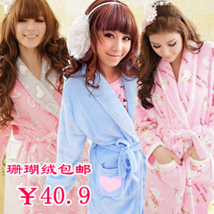 3 . princess dot love q pig winter female coral fleece robe coral fleece sleepwear