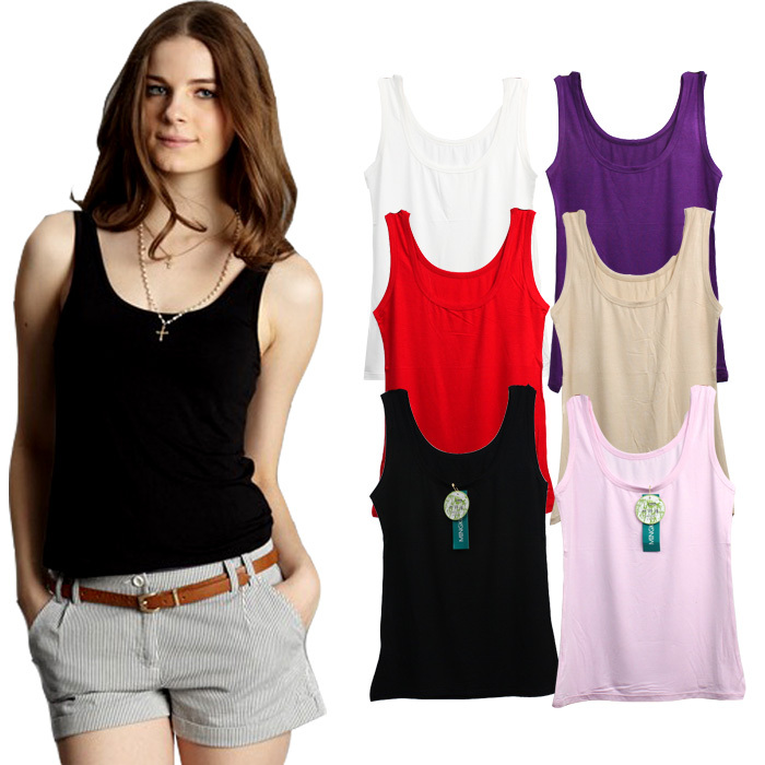 3 summer bamboo fibre classic solid color women's vest basic underwear