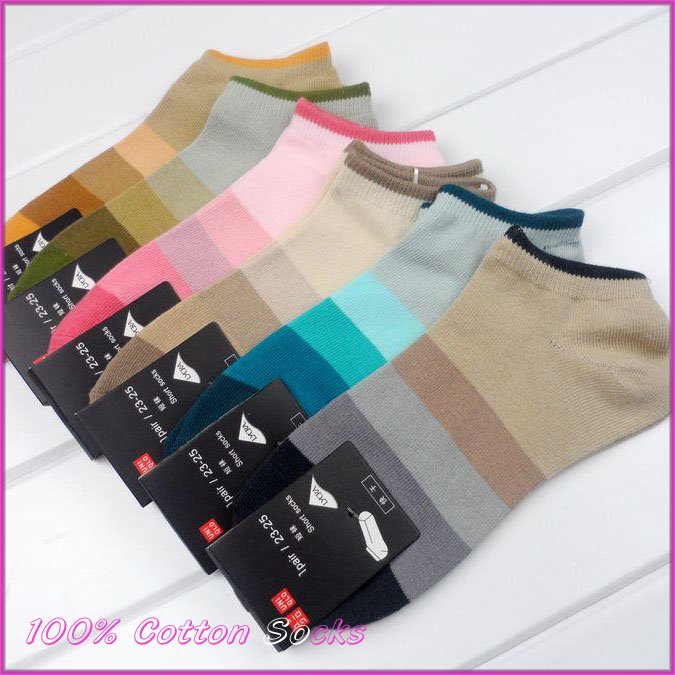 30 pairs/lot UNIQLO  cotton gradient color women's lovers sock   wholesale