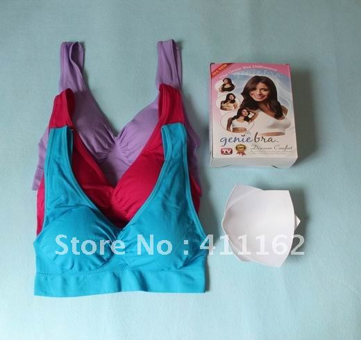 300pcs/lot=100 boxes DHL FreeShipping colored Genie Bra with removal pads