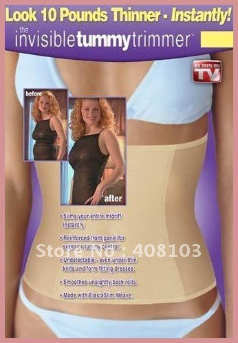 300pcs/lot Invisible Tummy Trimmer Slimming Belt Body Trimmer,Beige / Black,by DHL (OPP bag)