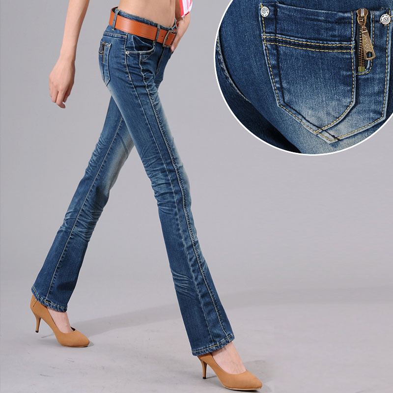 3013 fashion bell bottom jeans for women long pants all-match legs jeans female trousers female jeans bell bottom slim