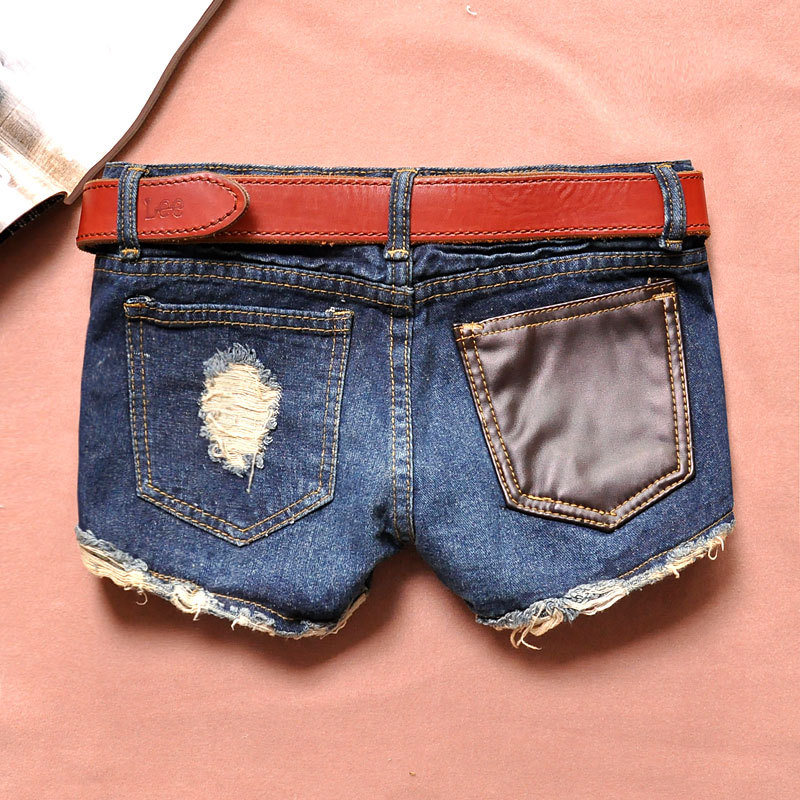 3013 hot selling female pants new arrival short jeans for women stonewash jeansdistrressed buttons dark color denim shorts