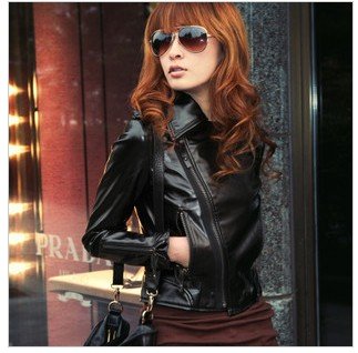 3060#2011 year in autumn and winter Polo skinny motorcycle leather jackets ladies leather jackets