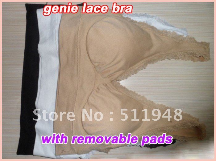 30pcs/lot   Genie lace Bra shoulder straps with a ribbed band and removable pads(Retail packaging)