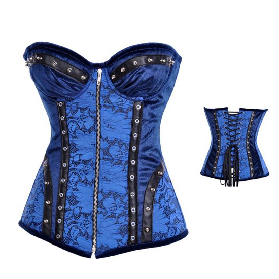 312- New Arrival CORSET Lingerie , Shapers , Bustiers ,  Blue zipper overbust corsets