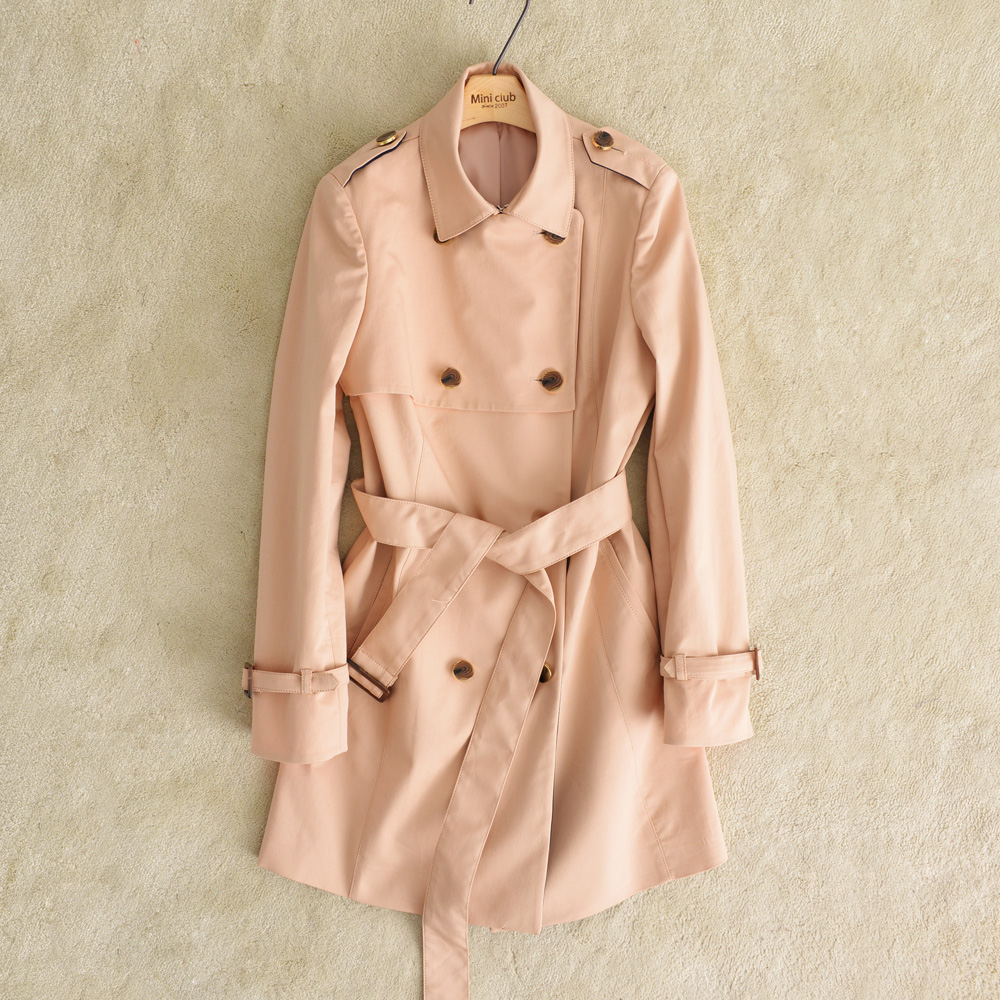 32038 13 spring colorant match quality high quality casual all-match medium-long trench