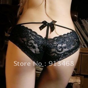 3232 panties princess lace rhinestone bow deep V-neck sexy panties briefs