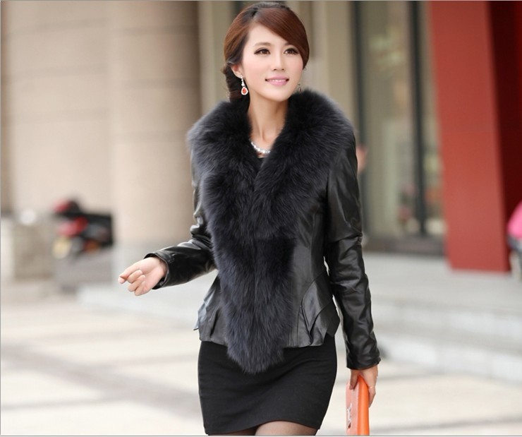 34.Sheepskin leather leather fox collars lady's collect waist cultivate one's morality fur clothing