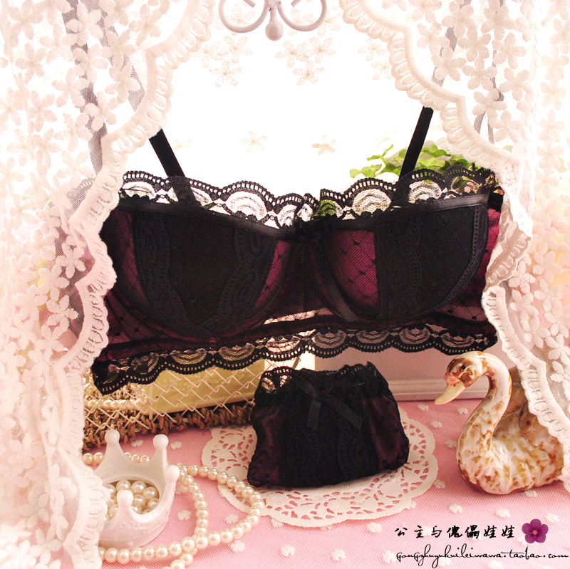 35.6 vintage sexy lace cup vest type 3 breasted bra women's single-bra underwear set v2220