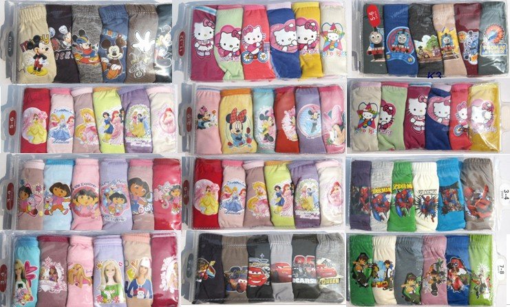 36pcs/lot free shipping famous cartoon character underwears,Kids Underwear,girl and boy's underwear,baby inner wears wholesale