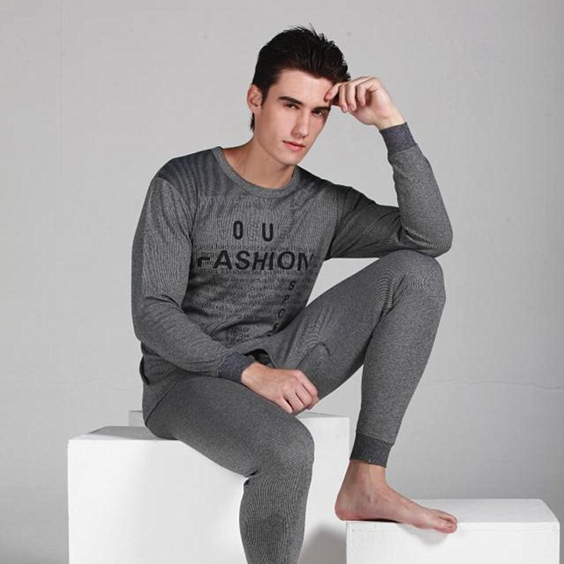 37.9 male 100% cotton underwear set thin long johns long johns foundation underwear thermal underwear stripe