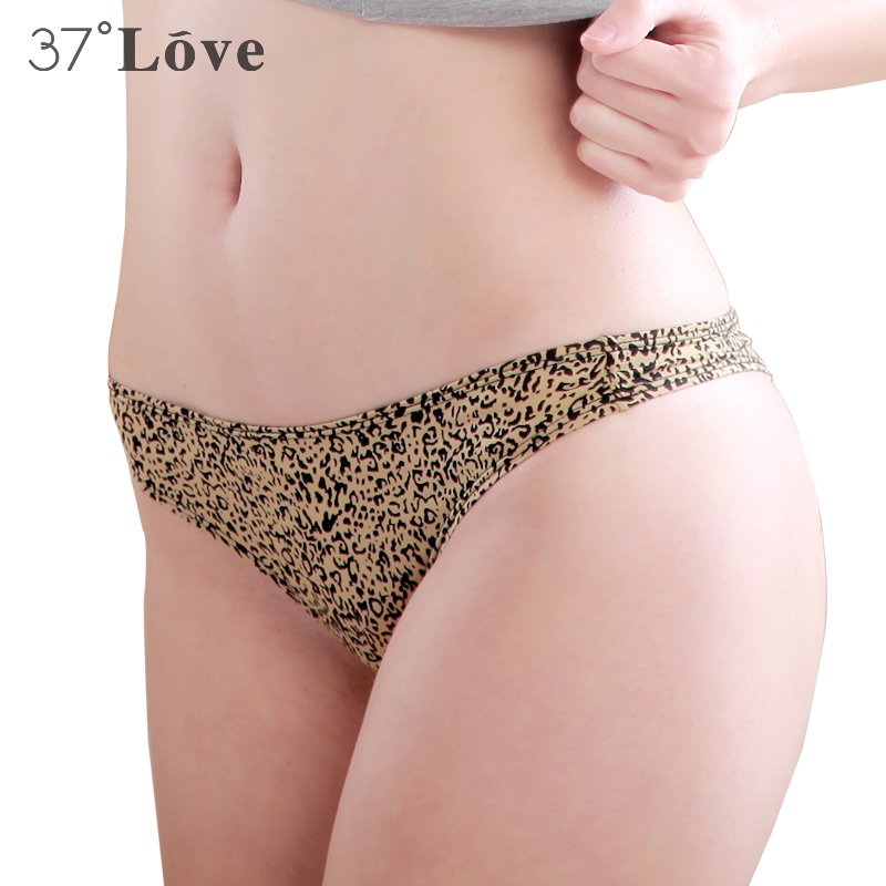 37 love women's seamless leopard print panties low-waist sexy trigonometric panties ultra-thin