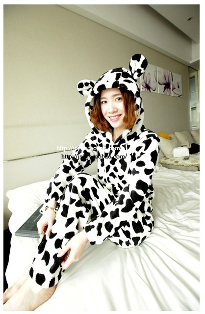 3901 female cow thermal at home service coral fleece sleep set