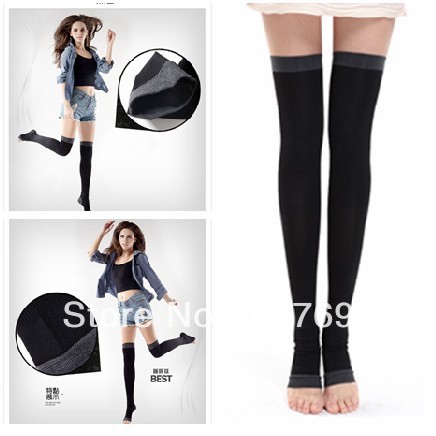 3D Lower Leg Calf Slimming Sleep Over Knee Socks Leggings Spats Compression Shaping Leg Stocking Black