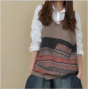 3h1 autumn winter womens   Female  dress medium-long knitted pocket tank dress casual loose plus size vest  vest sweater coat