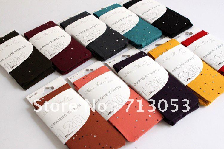 3pcs New Multicolor Tights 120D Stereo Diamond Pearl Velvet Backing Pantyhose High Quality