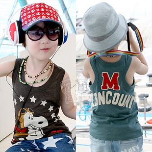 4 2013 summer boys clothing girls clothing baby child T-shirt sleeveless vest tx-1563