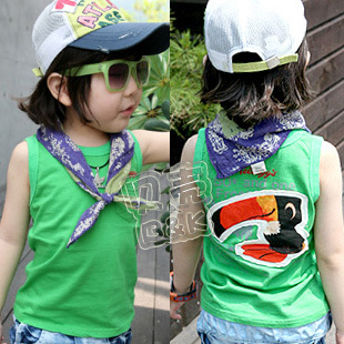 4 2013 summer crow boys clothing girls clothing baby vest tx-0949