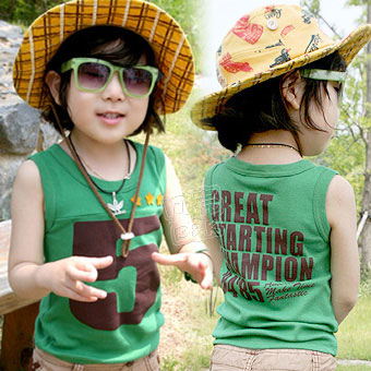 4 2013 summer digital 5 boys clothing girls clothing baby child T-shirt sleeveless vest tx-0863