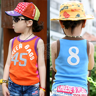 4 2013 summer digital boys clothing girls clothing baby child T-shirt sleeveless vest tx-1585