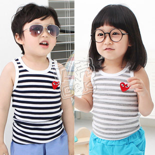 4 2013 summer heart stripe of paragraph boys clothing girls clothing baby vest tx-1089