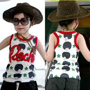 4 2013 summer mushroom head boys clothing girls clothing baby child T-shirt sleeveless vest tx-1569