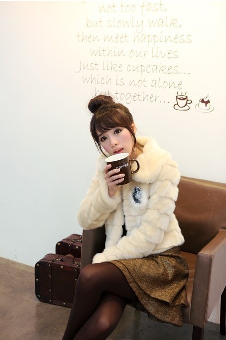 4 - 912 autumn and winter o-neck rabbit fur short design rex rabbit hair three quarter sleeve outerwear ,Free shipping