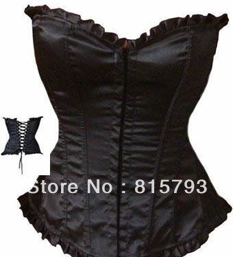 4 color sexy lday Women Bone Black Lace Bustier Corset+G string Set Lingerie Free Shipping 8105