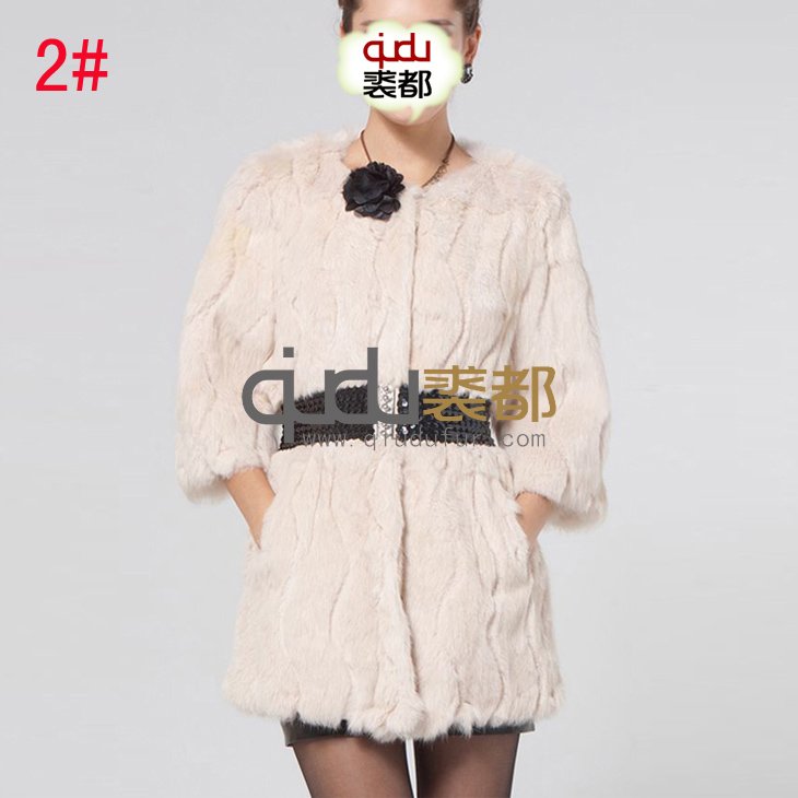 4 Colors Genuine Rabbit Fur Coat belt long charm garment outerwear women's clothing/WholeSale/Retai/Free Shipping/  QD5881  A G