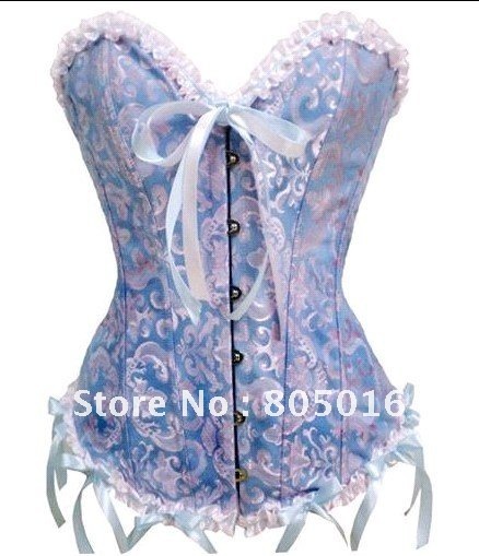 4 Colors Lady's Sexy Boned Lace Corset Bustier Costume Under Bust Lingerie In Satin + G-string